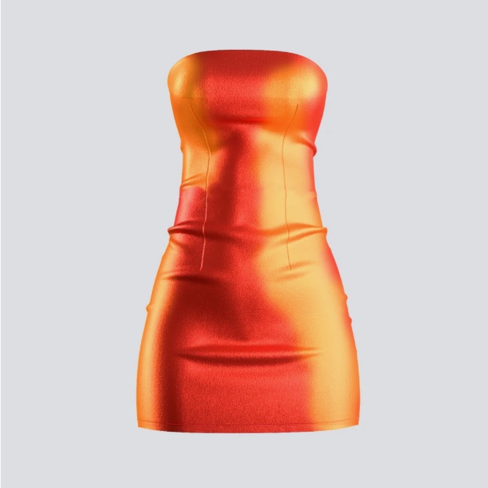Orange Metallic Mini Dress